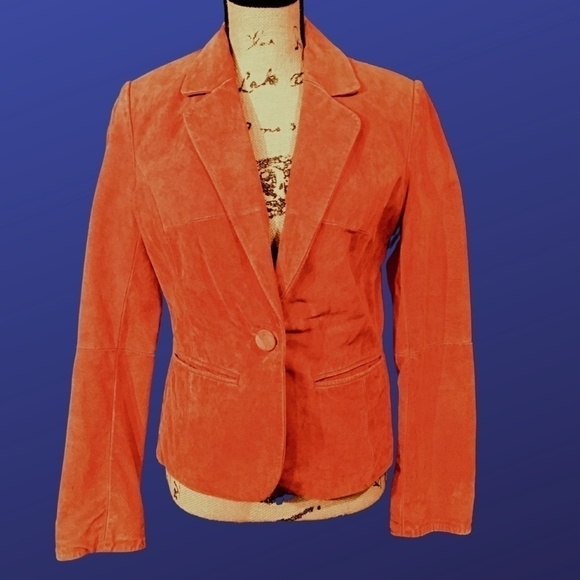 B by BERNARDO 100% SUEDE Blazer Jacket, BURNT ORANGE, WOMEN’S Size S, EUC - Picture 1 of 8